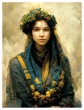 womaninblueandyellowwithflowers1920