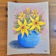 yellowflowersinbluepot