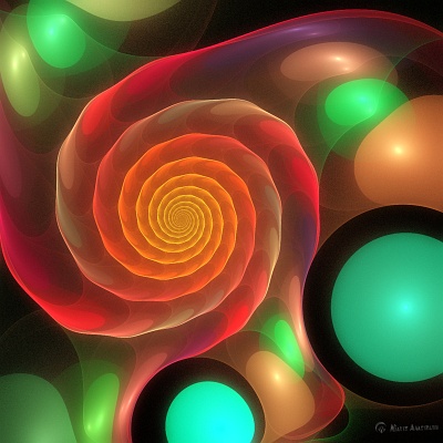 A colorfull blubbery snail-shell, made with Apophysis3D A colorfull blubbery snail-shell, made with Apophysis3D