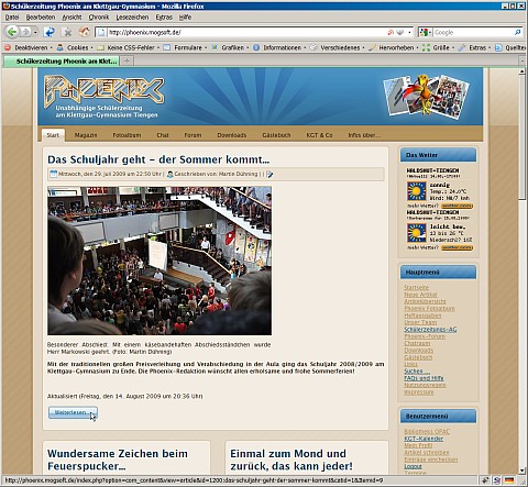 Das neue Design auf der Phoenix-Webseite