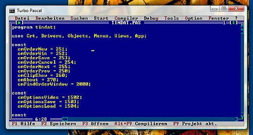 Das gute, alte Turbo Pascal: Damals ein Traum an Geschwindigkeit und Schlankheit, heute leider total veraltet.