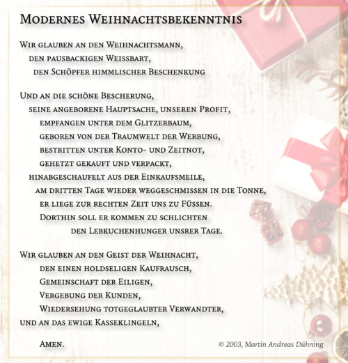 Modernes Weihnachtsbekenntnis (Text und Grafik: Martin Dühning)