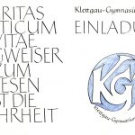 Das offizielle KGT-Schullogo, Teil des Schulemblems am KGT, wie es sich früher auf vielen offiziellen Einladungen fand - hier die Einladung zur Abitursfeier 1994.