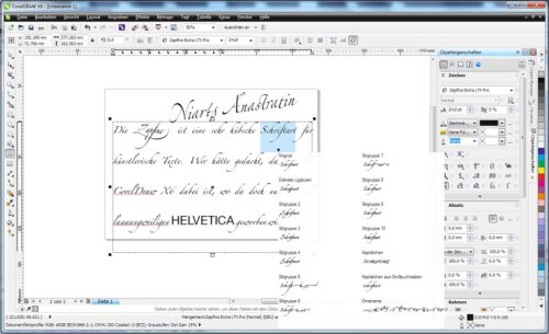 CorelDraws neue Typografiemöglichkeiten am Beispiel der Schriftart Zapfino. CorelDraws neue Typografiemöglichkeiten am Beispiel der Schriftart Zapfino.
