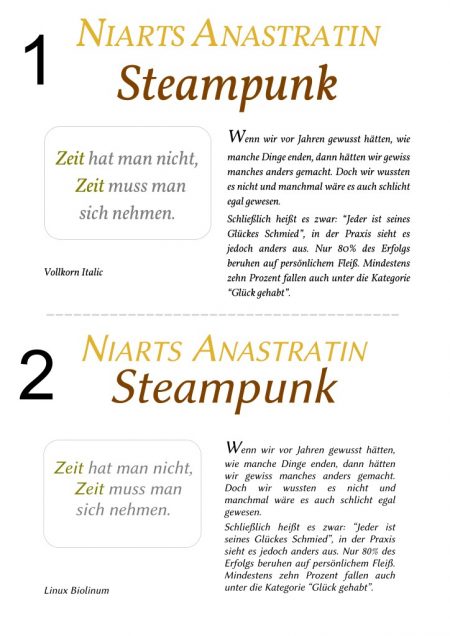 Die Schriftarten Vollkorn und Linux Biolinum untereinander verglichen. Die Schriftarten Vollkorn und Linux Biolinum untereinander verglichen.