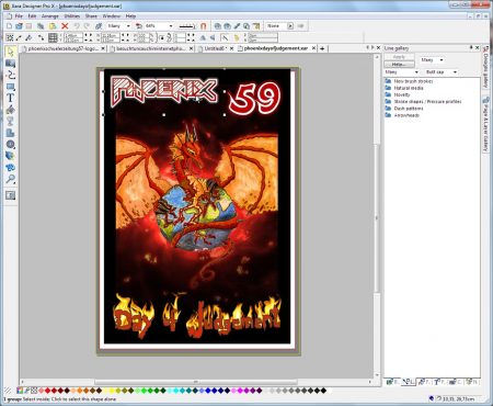Cover-Montage im Vektorzeichenprogramm Xara Designer Pro - die Elemente lassen sich so nichtdestruktiv ändern und auflösungsunabhängig für spätere Projekte weiterverwenden. Cover-Montage im Vektorzeichenprogramm Xara Designer Pro - die Elemente lassen sich so nichtdestruktiv ändern und auflösungsunabhängig für spätere Projekte weiterverwenden.