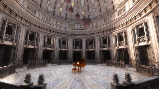 Dieses Jahr braucht man auch im Mai einen überdachten Tanzsaal. Hier ist er, nebst Klavier, in persisch anmutendem Stil.
