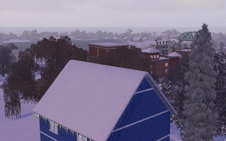 Seit dem Addon "Jahreszeiten" gibt es in "Die Sims 3" Wettereffekte. Die gab es zwar schon im Vorgänger, in Verbindung mit der offenen Nachbarschaft eröffnen sie aber ganz neue Perspektiven - wie hier z. B. Tiefschnee im Winter.