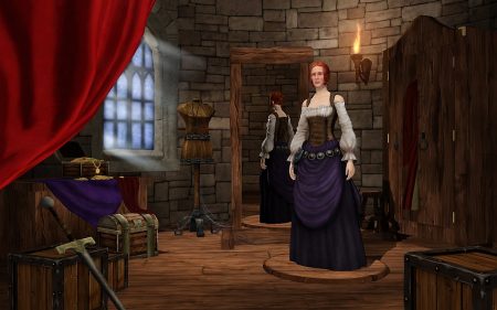 Der Sims-Erstellmodus von "Die Sims Mittelalter" bietet weniger Objekte als das große Spiel, erzeugt durch sinnige Gesichtsschablonen, Frisuren und Kostüme aber für ein stimmiges Renaissance-Ambiente