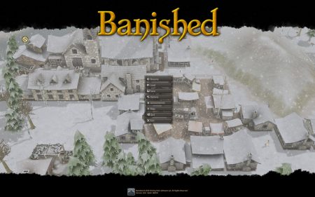 Titelbildschirm des Computerspiels "Banished"