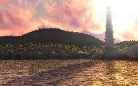 Aurynas Drâs mit Blick auf den Leuchtturm im Sommer 459 a. C.