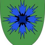 Wappen des Königreichs Kournia: Eine blaue Kornblume auf grünem Grund