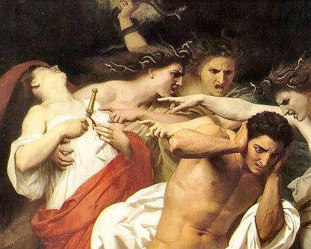 William Bouguereau (1825-1905): Orest wird von den Rachegöttinnen verfolgt. Quelle: Wikimedia Commons, gemeinfrei