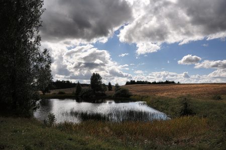 Den gesuchten größeren See fanden wir nicht, aber immerhin diesen abgelegenen Weiher - und viel unberührte polnische Landschaft (Foto: Martin Dühning)