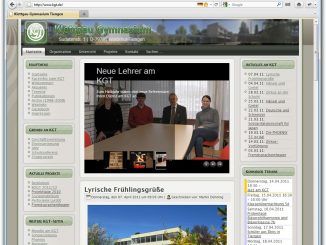 Die grüne KGT-Webseite als der Niarts-Epoche am Klettgau-Gymnasium - so präsentierte sich das KGT von 2008-2016.