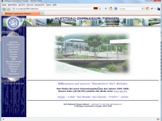 Das Layout der "klassischen KGT-Website", wie es 2003-2013 im Internet einsehbar war. Im Jahr 2003 hatte sich die KGT-Webseite als führendes Informationsportal am Klettgau-Gymnasium etabliert.