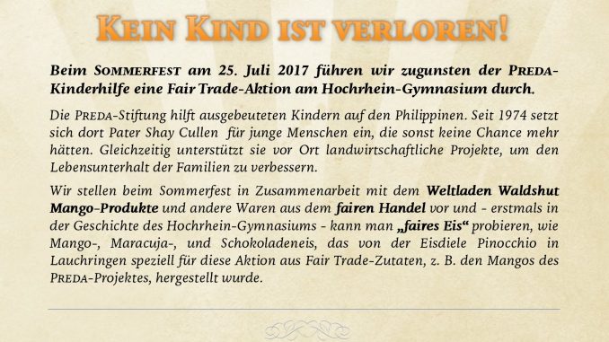 Artikel zur Fair Trade Aktion am Hochrhein-Gymnasium, gesetzt in der Schriftart NCT Granite (Grafik: Martin Dühning)