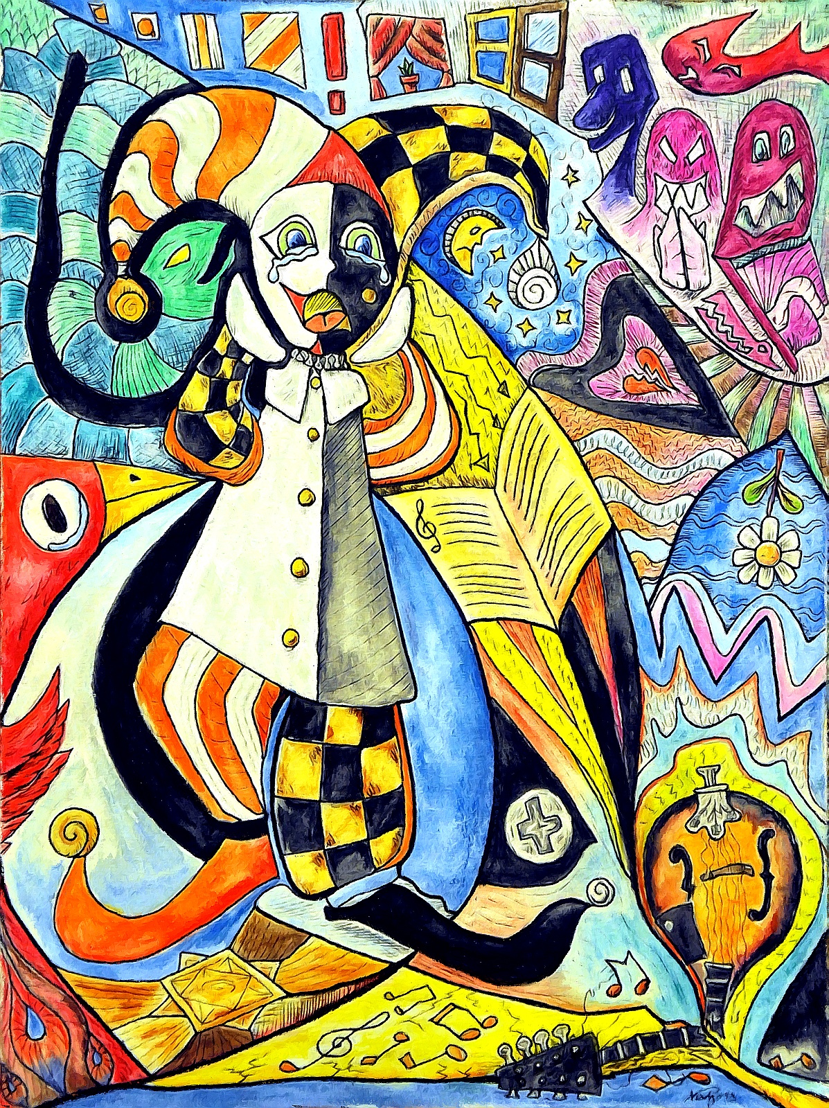 Weinender Harlekin (Grafik: Martin Dühning)