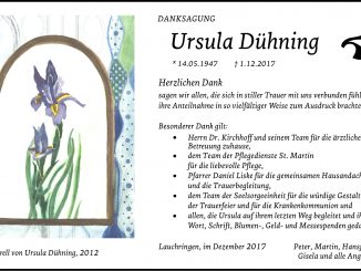 Danksagung für Ursula Dühning