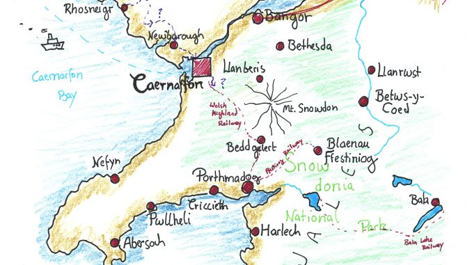 Der Weg nach Caernarfon - gezeichnet von Martin Dühning