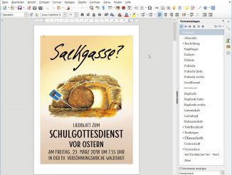 Liedblatt zum Schulgottesdienst vor Ostern am Hochrhein-Gymnasium - gelayoutet mit LibreOffice (Screenshot)