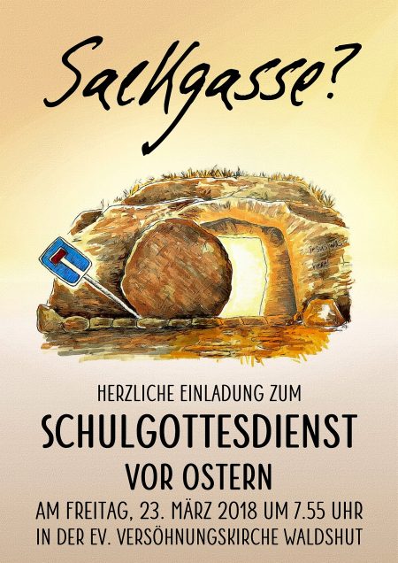 Offizielles Plakat für den Schulgottesdienst vor Ostern am Hochrhein-Gymnasium (Grafik: Martin Dühning)