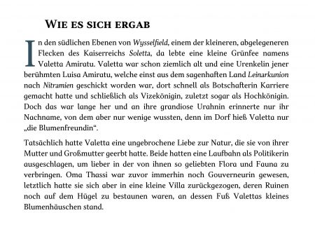 Der Anfang der Erzählung Wie es sich ergab, gelayoutet in der Schriftart TT Jenevers (Text und Grafik: Martin Dühning)