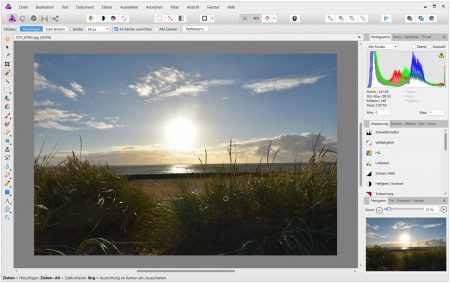 Affinity Photo - hier in Version 1.6 - von Affinity bietet zusammen mit seinen Geschwistern Designer und Publisher professionelle Grafikfunktionen (Foto: Martin Dühning).