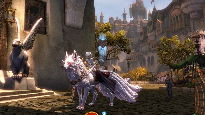 Asura mit Schreinwächter-Reittier in Guild Wars 2 (Screenshot)