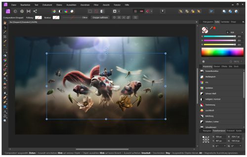 Affinity Photo bietet in Version 1.8 nicht nur viele Funktionen einer Fotobearbeitung, sondern taugt auch als Malprogramm - hier mit der Beispieldatei Koi (Screenshot)