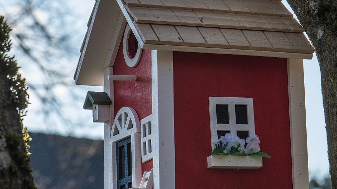 Die erneuerte Version unseres roten Schwedenvogelhäuschens (Foto: Martin Dühning)