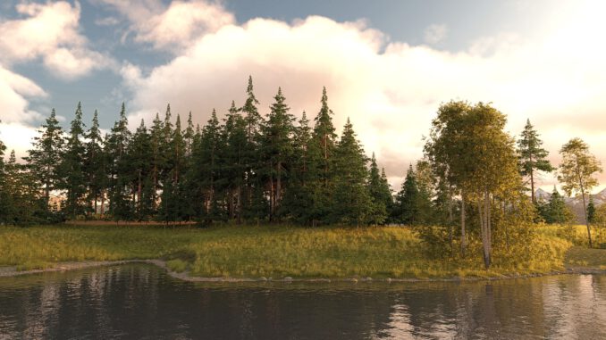 Alpensee - gerendert mit DAZ Studio und Howie Farkes UltraScenery-Plugin (Grafik: Martin Dühning) Alpensee - gerendert mit DAZ Studio und Howie Farkes UltraScenery-Plugin (Grafik: Martin Dühning)