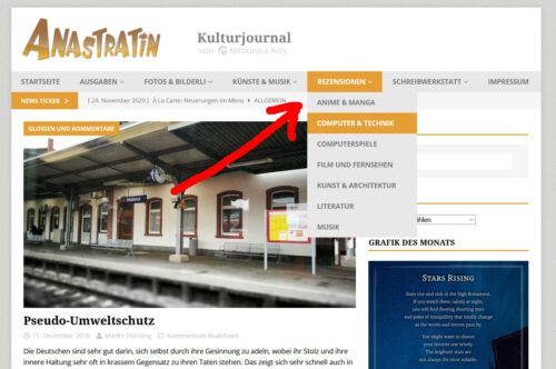 Das Seitenmenü wurde um viele Kategorien erweitert (Screenshot).