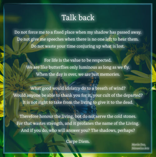 Talk back - Poem (Text: Martin Dühning)
