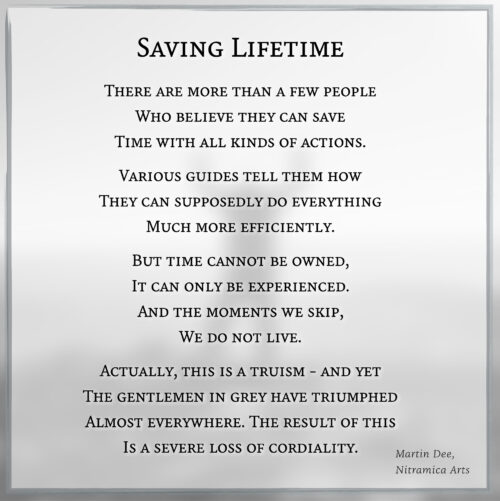 Saving Lifetime - Poem (Text: Martin Duehning)