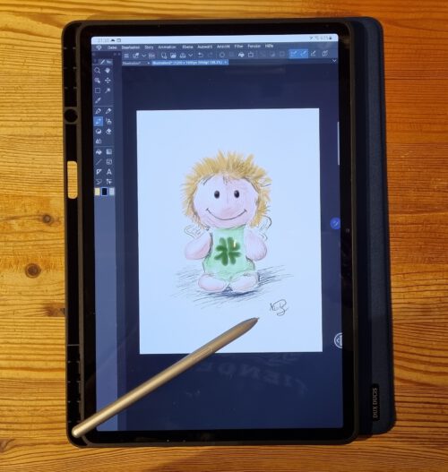 Samsung Galaxy Tab 7+ als mobiles Zeichentablet (Foto: Martin Dühning)