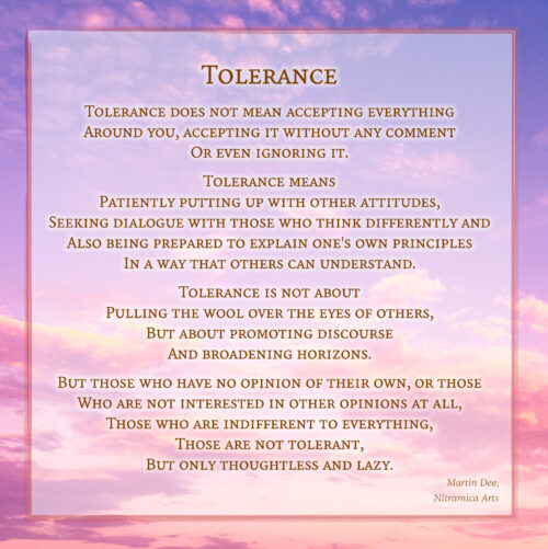 Tolerance - Poem (Text: Martin Duehning)