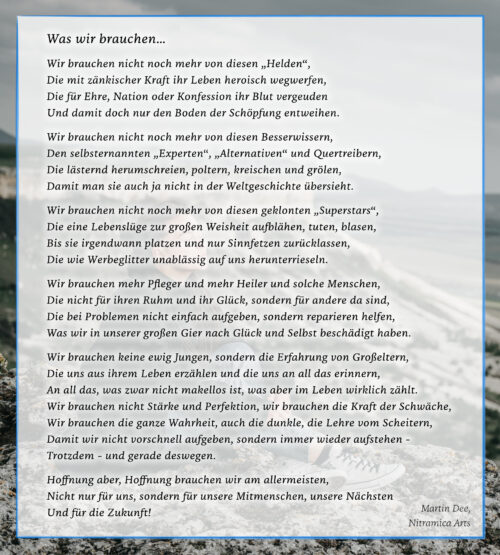 Was wir brauchen - Gedicht von Martin Dühning