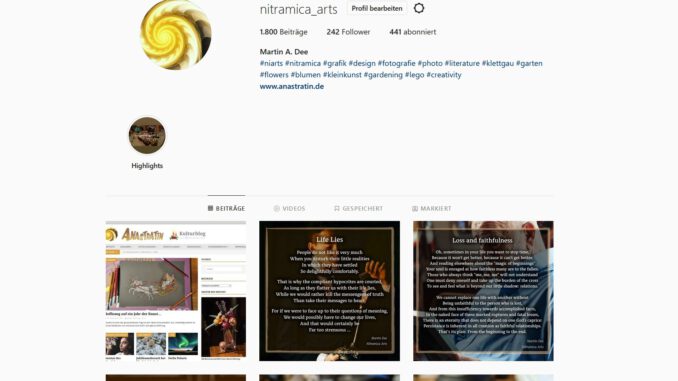 1800 Beiträge auf unserer Instagram-Seite (Screenshot)