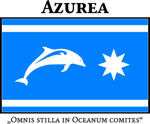 Flagge und Motto des Protektorats Azurea (Grafik: Martin Dühning)