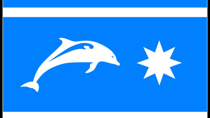 Flagge und Motto des Protektorats Azurea (Grafik: Martin Dühning)