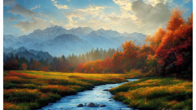 Herbstlandschaft in Kournia mit Blick auf die Blauen Berge (Grafik: Martin Dühning)