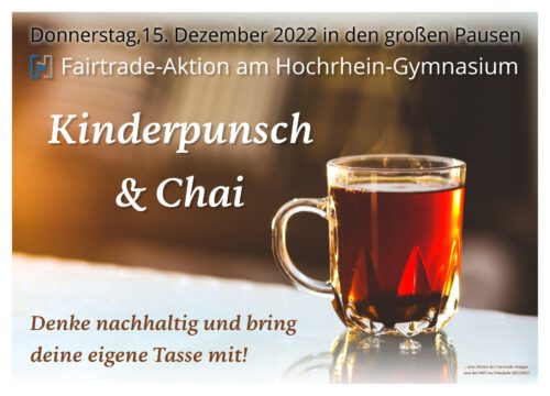 Kinderpunsch und Chai - Plakat zur Fairtrade Teeaktion im Dezember 2022 (Grafik: Martin Dühning)