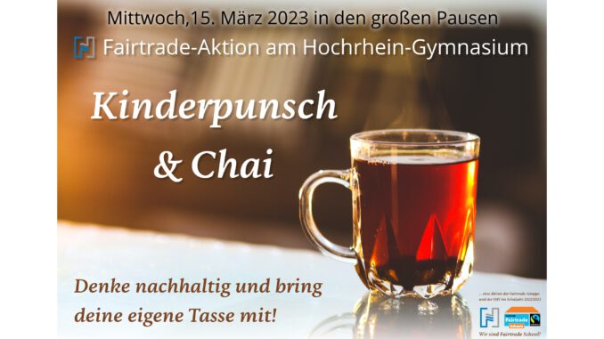 Kinderpunsch und Chai - Plakat zur Fairtrade Teeaktion im März 2023 (Grafik: Martin Dühning)