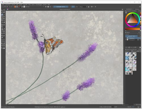 Kritas Version des Schmetterlings auf Lavendel (Grafik: Martin Dühning)