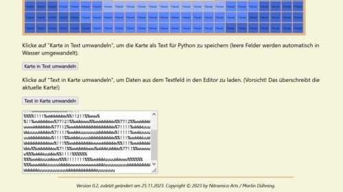 Unten im HTML-Dokument des Karteneditors finden sich die beiden Schaltflächen zum Umwandeln und ein Textfeld für den Textstring (Screenshot).