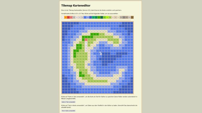 Der Tilemap-Karteneditor in Version 0.3 mit der Karte der Insel Mondia (Screenshot)