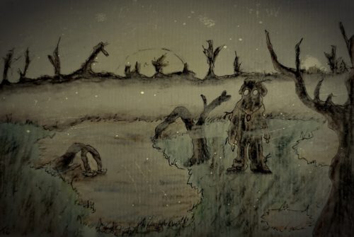 Archivbild der letzten gesichteten Moorpha im Sumpf (Grafik: Tina Stibbe)