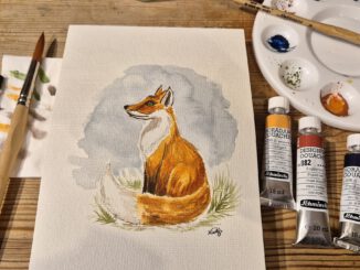 Ein provisorischer Fuchs, gemalt mit Schmincke Englischrot, Indischgelb und Preußischblau (Grafik: Martin Dühning)