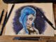 Jinx aus Arcane, gezeichnet mit Castle Arts Buntstiften (Grafik: Martin Dühning)